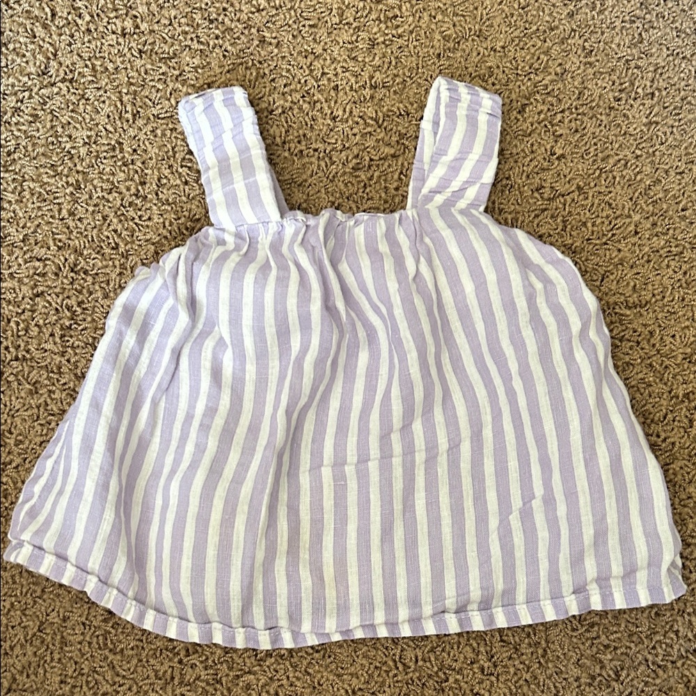 Zara Striped Purple and White linen sleeveless Top